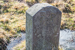 
'PP', Pontypool Parish, stone 2 with 'LUP' on reverse, near Trig point, Mynydd Maen