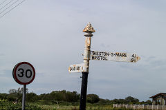Sand Bay SCC fingerpost, Weston-Super-Mare, June 2019