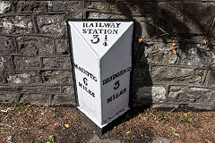 Milestone at Tondu, Mid-Glam. The distance is to Bridgend Station as Tondu Station is 100 yards away !