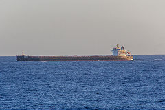 A passing Chinese ship halfway across the Atlantic Ocean, December 2014