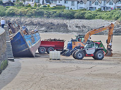 
The 'Morning Dawn' being dismantled in Barry harbour, July 2021