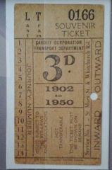 
Souvenir last Cardiff tram ticket, 1950, © Photo courtesy of Ray Weavin