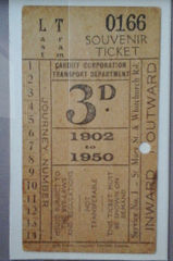 
Souvenir last Cardiff tram ticket, 1950, © Photo courtesy of Ray Weavin