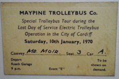 
Souvenir trolleybus tour ticket, 10 January 1970, © Photo courtesy of Ray Weavin