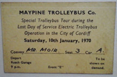 
Souvenir trolleybus tour ticket, 10 January 1970, © Photo courtesy of Ray Weavin