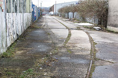 
Curran Road trackwork along the North of the 'Foundry', Cardiff, March 2018