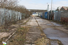 
Curran Road trackwork along the North of the 'Foundry', Cardiff, March 2018