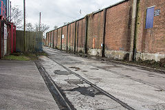 Curran Road trackwork along the North of the 'Foundry', Cardiff, March 2018