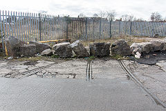 
Curran Road trackwork at the West end of the 'Foundry', Cardiff, March 2018