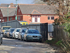 A '769' dmu peeps over the fence at Penarth Station, March 2022
