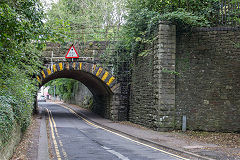 
The tramroad goes under the South Wales Railway at Quarella Road bridge, Bridgend, September 2020
