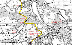 Coytrahen area showing areas of interest, © Crown Copyright reserved