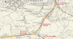 Cross Inn railways,1914, © Crown Copyright reserved