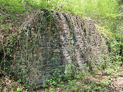 The DLPR below Tondu House, the bridge abutments, May 2024