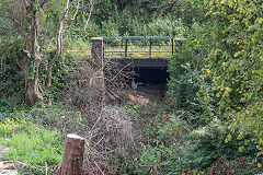 Tondu Ironworks Incline bridge under the GWR Kenfig line, September 2020