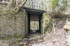 
The Vale of Neath Railway bridge over the Upper Abercanaid Colliery tramway at Cyfarthfa Crossing, April 2019