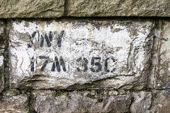 
Distance marker on the bridge to the Ynysybwl Inn, July 2017