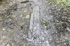 
Gurnos Tramroad, a longitudinal sleeper across a culvert, August 2017