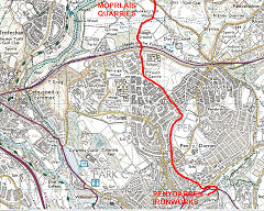 
The route of the tramroad from Penydarran to Morlais, © Crown Copyright reserved