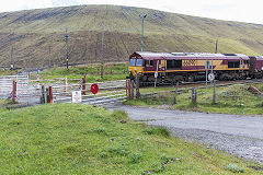 
Cwm Bargoed Station with 66090 on a Scunthorpe-bound coal train, June 2019