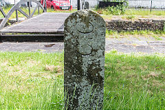 
'C C' boundary stone for 'Cyfarthfa Co' at Georgetown, Merthyr, June 2019