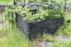 
W Lewis & CO Merthyr, V & P R D C' grit bin for Vaynor and Penderyn RDC at Georgetown, Merthyr, June 2019