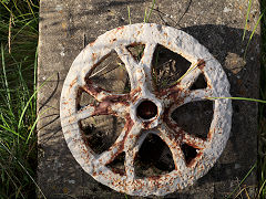 
Tramroad wheel beside Merthyr (Penydarran) Tramroad, July 2022