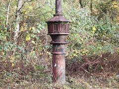 
An elaborate stench pipe on the Hafod Colliery site at ST 0410 9127, November 2021