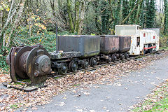 
Dare Valley Country Park Visitor Centre, mining rolling stock from Maerdy Colliery, November 2017