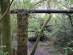 Graig Colliery pipeline over tramway, Foundry Town, Aberdare, April 2025