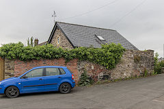 
Brecon Gasworks, there's a filled-in arch behind the car, June 2017