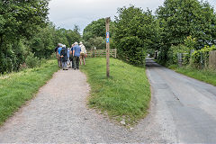 The canal runs off the left and the Hay Railway branch to the right towards the Watton limekilns, Brecon, June 2017