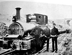 Skewen Incline loco, this may be 'Abercrave', built c1870 or an earlier loco built in1864, © Photo courtesy of Wikipedia