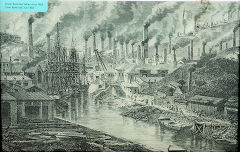 Morfa Copperworks looking up river in 1865