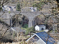 The aqueduct bringing water down to Cwmafan Ironworks, Pont Rhydyfen, March 2025