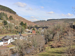 The aqueduct bringing water down to Cwmafan Ironworks, Pont Rhydyfen, March 2025