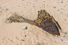 
Upturned wooden boat wreckage, September 2015