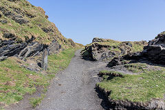 Tramway from quarry, St Brides slate quarry, Abereiddy Quarry, April 2015