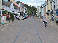 
Railway Street, Saundersfoot, showing where the rails were, September 2021