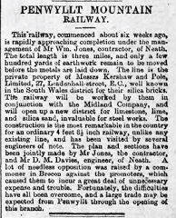 
Press announcement of the opening of the zig-zag railway, 22 August 1885