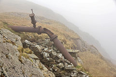 
Lower reservoir pipework, Rhosydd Quarry, Gwynedd, April 2014