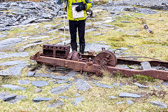 
Dressing floor vehicle chassis, Rhosydd Quarry, Gwynedd, April 2014