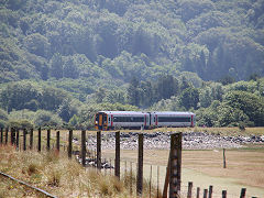 
'158 834' leaving Morfa Mawddach Station, June 2021