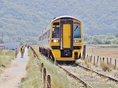 
'158 834' leaving Morfa Mawddach Station, June 2021