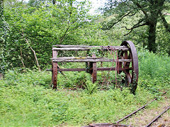 
The brakedrum from the village incline at Nant Gwernol Station, Talyllyn Railway, June 2021