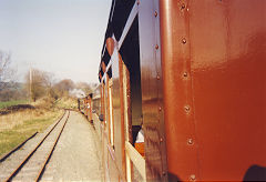 
View from the train, Welshpool and Llanfair Railway, March 2002