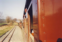 
View from the train, Welshpool and Llanfair Railway, March 2002