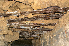 
Kingsdown Quarry, rails supporting the roof, August 2020'