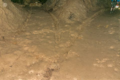 Kingsdown Quarry, cart grooves in floor, August 2020'