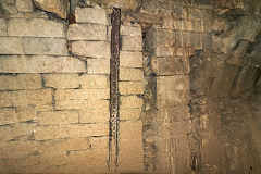 Kingsdown Quarry, rails supporting the roof, August 2020'